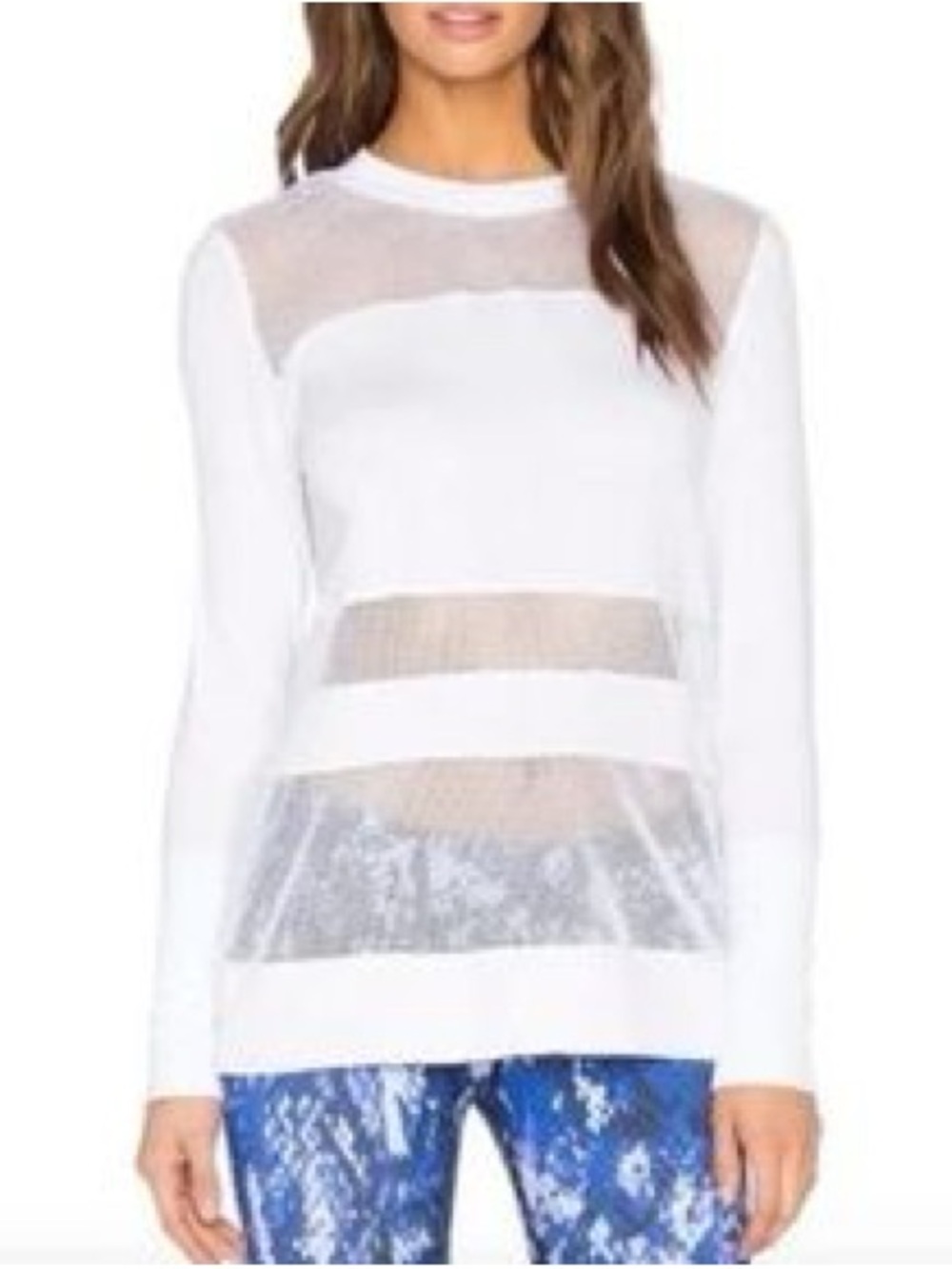Alo Yoga Plank Mesh Panel Long Sleeve White Top Size: XL